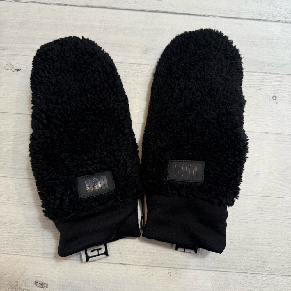 UGGfluff Mitten With Logo Tape black womens L/XL‎